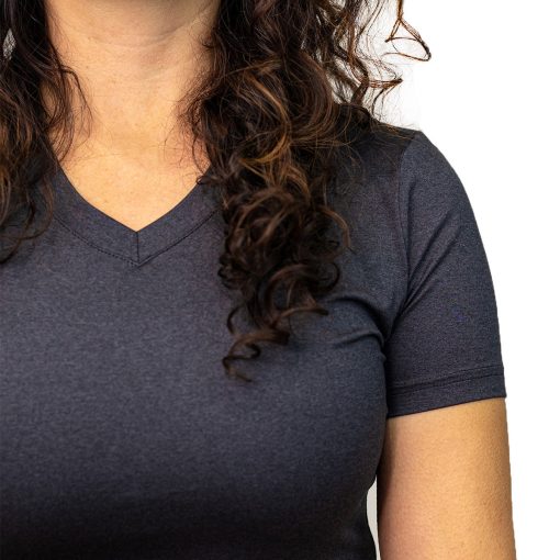 Women's cOOl down V Neck - Dark Gray Heather - Image 4