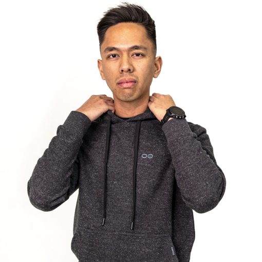 Men's OOmy Knit Hoodie - Dark Charcoal Gray Heather - Image 4