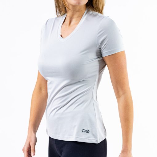 Women's cOOl down V Neck - Light Gray Heather - Image 4