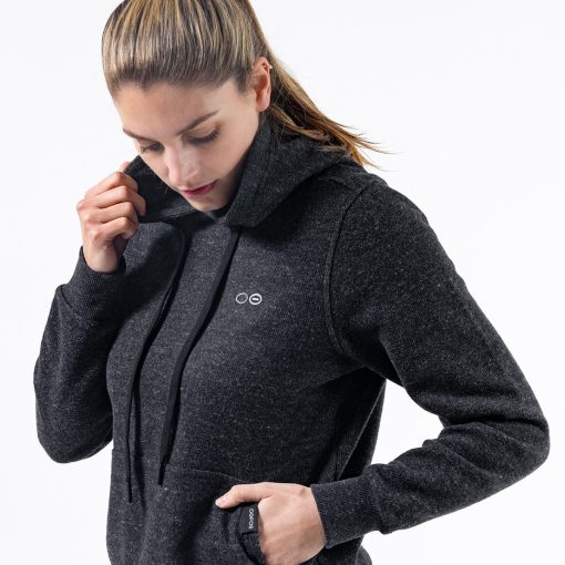 Women's OOmy Knit Hoodie - Dark Charcoal Gray Heather - Image 4